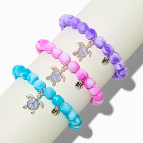 Bracelets &eacute;lastiques perl&eacute;s effet marbr&eacute; signe de la paix tortue best friends - Lot de 3,