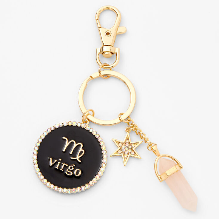 Gold Mystical Gem Zodiac Keyring - Virgo,