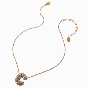 Gold-tone Pav&eacute; Bubble Initial Pendant Necklace - C,