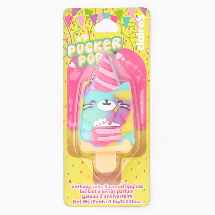 Pucker Pops&reg; Birthday Cat Lip Gloss - Birthday Cake Flavor,