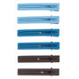 Rectangle Matte Hair Clips - Blue, 6 Pack,