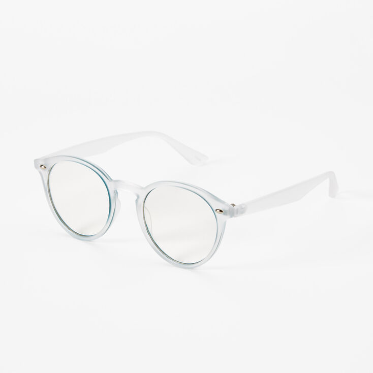Frosted Round Clear Lens Frames - Clear/Teal,