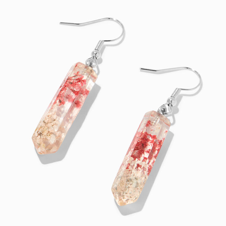 Pressed Flowers Mystical Gem Drop Earrings,