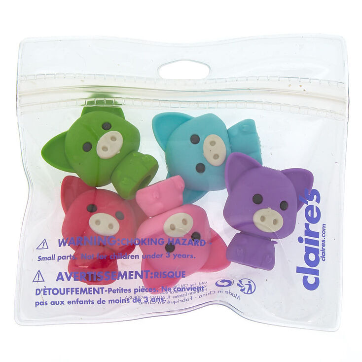 Rainbow Mini Pig Eraser Set - 5 Pack,