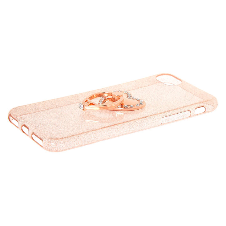 Coque de portable avec anneau de support c&oelig;ur couleur dor&eacute; rose - Compatible avec iPhone 6/7/8/SE,