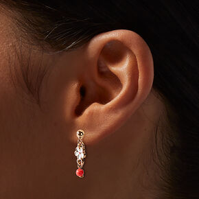 Orange Retro Flower Mixed Hoop &amp; Drop Earrings - 6 Pack,