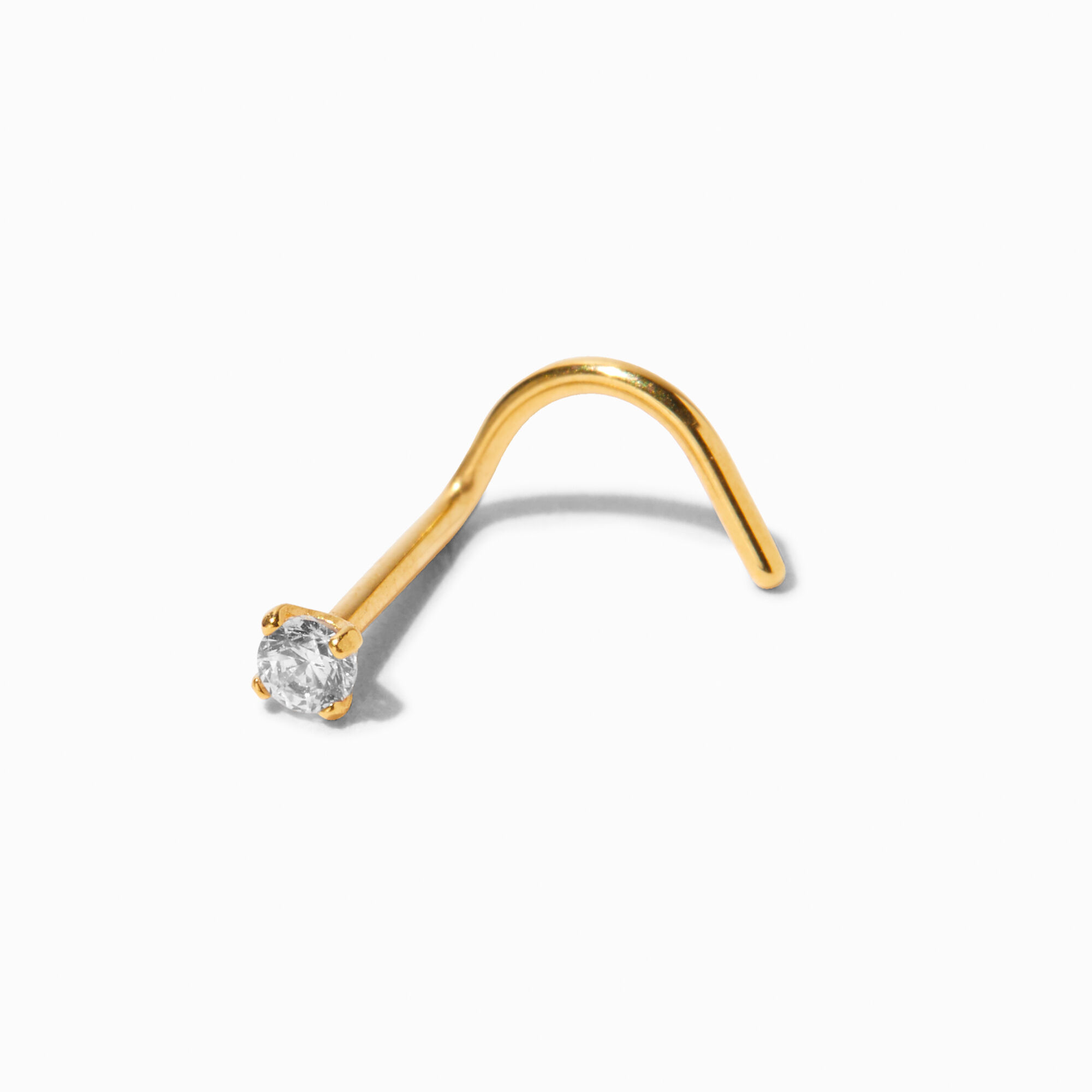 View Claires 18Kt Plated Titanium Cubic Zirconia 20G Nose Stud Gold information