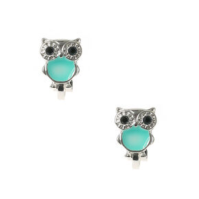 Clip On Earrings Magnetic Claire S Cute Silver Turquoise Owl Clip On Earrings