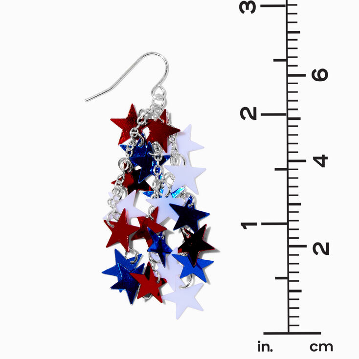 Red, White, &amp; Blue Foil Stars Drop Earrings,