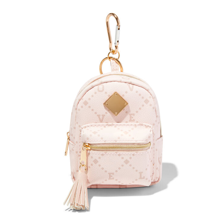 Blush Pink Status Icons Mini Backpack Keyring,