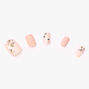 Dainty Floral &amp; Matte Pre-Glued Square Faux Nail Set - Pink, 24 Pack,