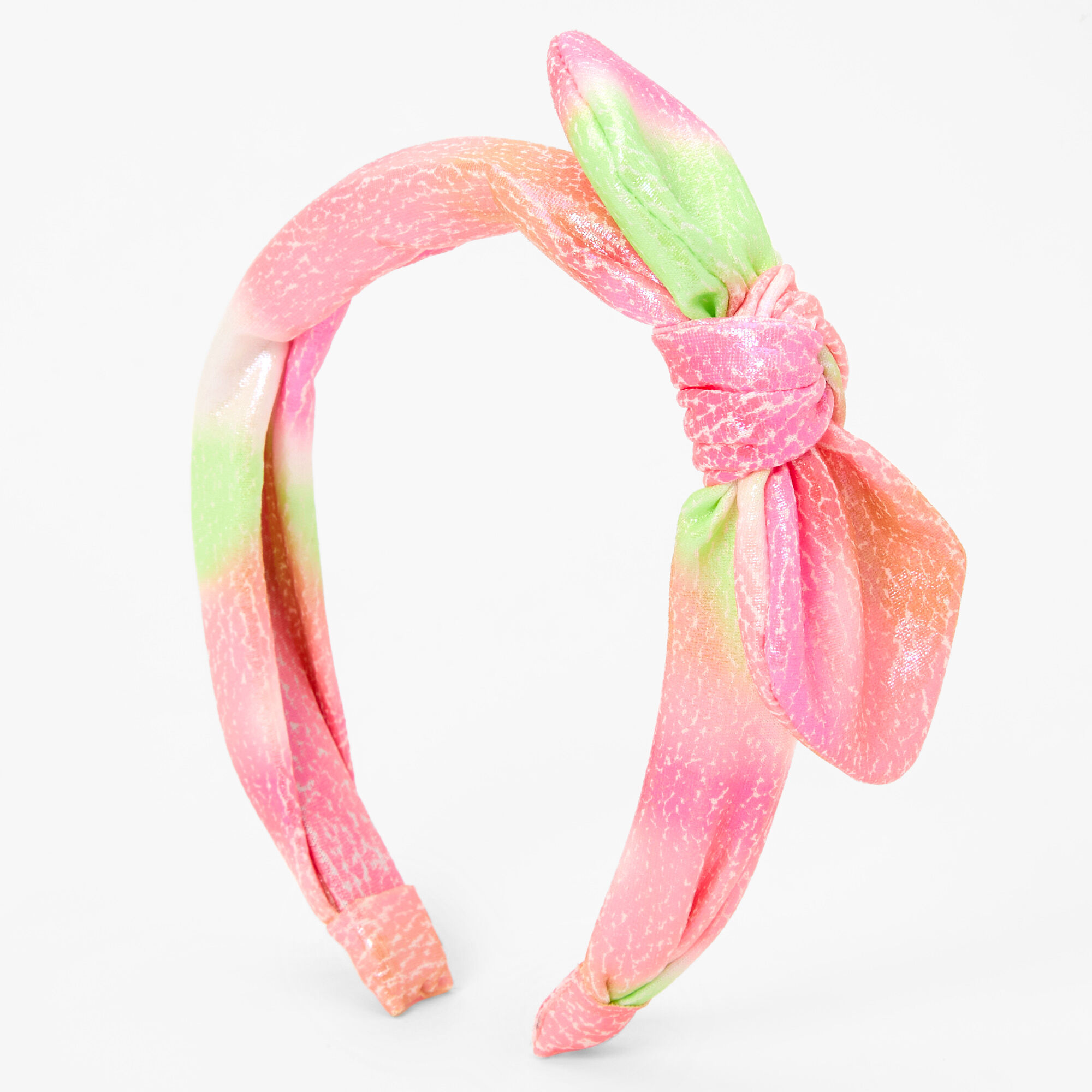 Claire's Serre-tête à nœud noué craquelé rose et vert