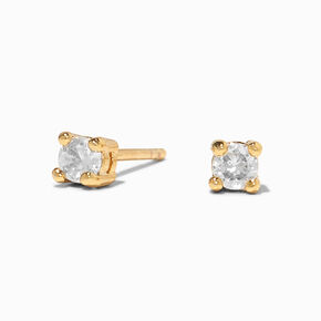 18K Gold Plated Cubic Zirconia 3MM Round Stud Earrings,