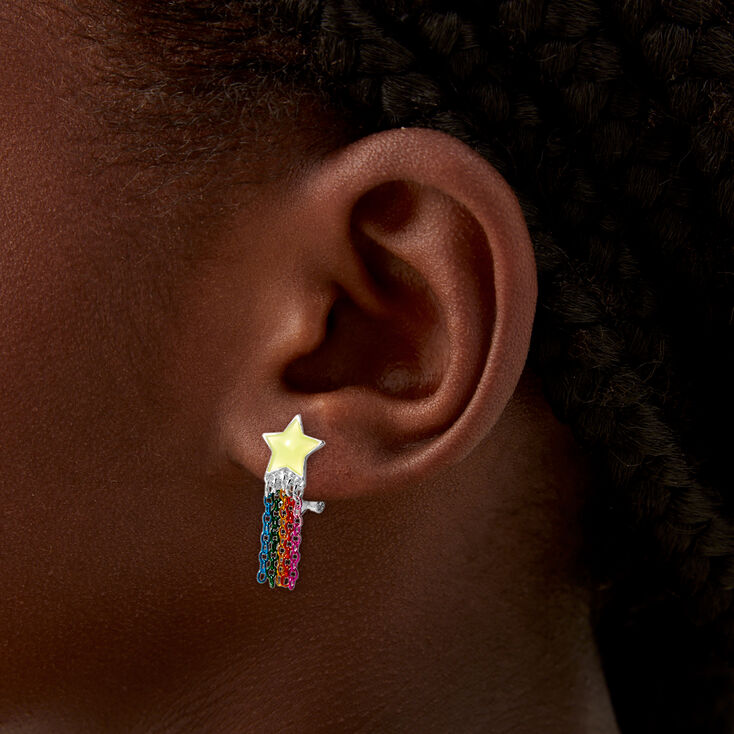 Clous d&#39;oreilles &agrave; clip &eacute;toiles filantes qui brillent dans le noir,
