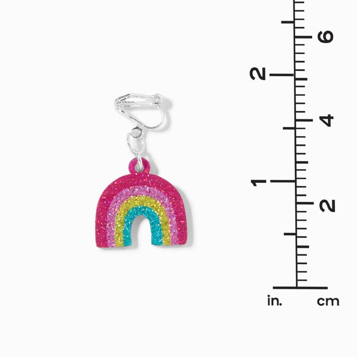 Glitter Rainbow 1&#39;&#39; Clip-On Drop Earrings,