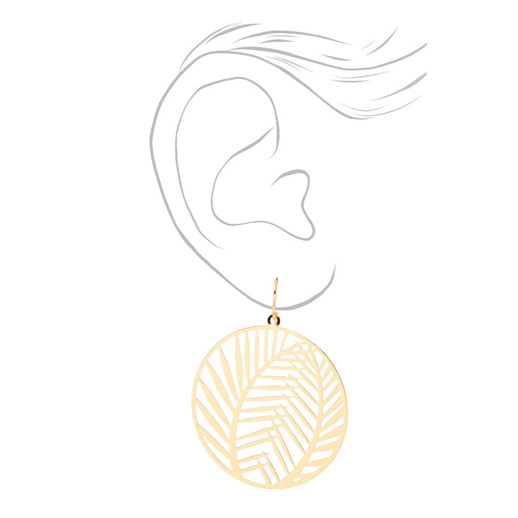 Palm Leaf Cutout 2&quot; Drop Earrings,
