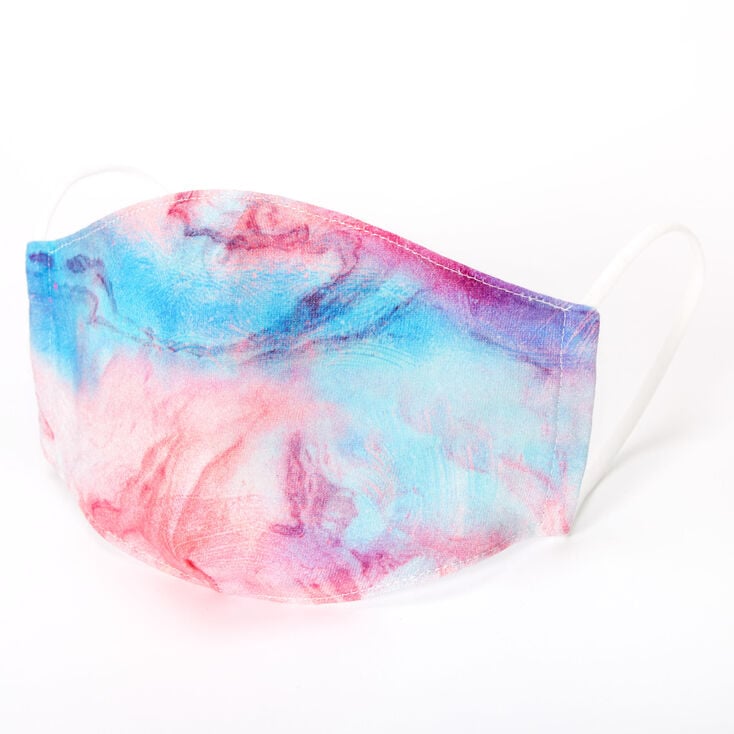 Cotton Blue &amp; Purple Marble Print Face Mask - Adult,