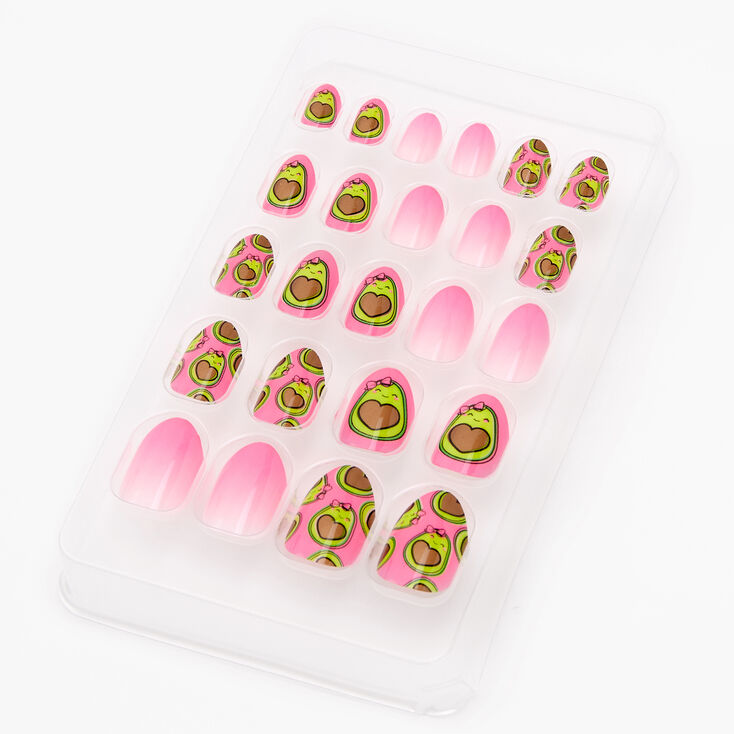 Pink Ombre Avocado Stiletto Press On Faux Nail Set - 24 Pack,