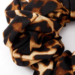 Giant Leopard Print Hair Scrunchie - Brown,