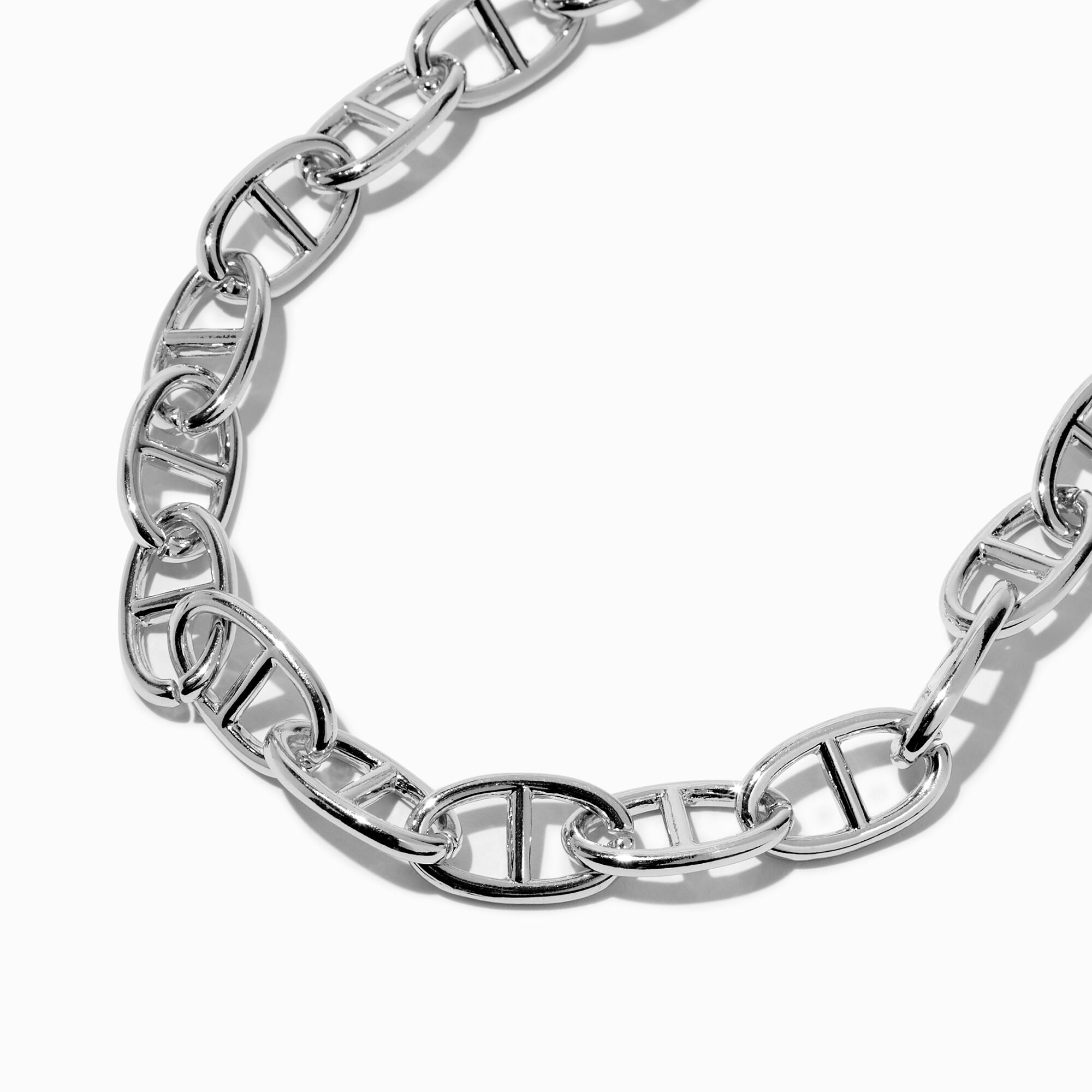 Silver-tone Chunky Pop Tab Chain Necklace | Claire's US