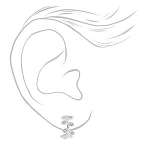 Cr&eacute;oles feuilles en strass 10&nbsp;mm couleur argent&eacute;e,