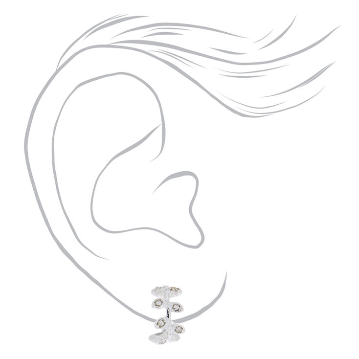 Cr&eacute;oles feuilles en strass 10&nbsp;mm couleur argent&eacute;e,