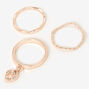 Rose Gold HeartTextured Midi Rings - 3 Pack,