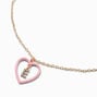 Pink Heart Initial Pendant Necklace - E,