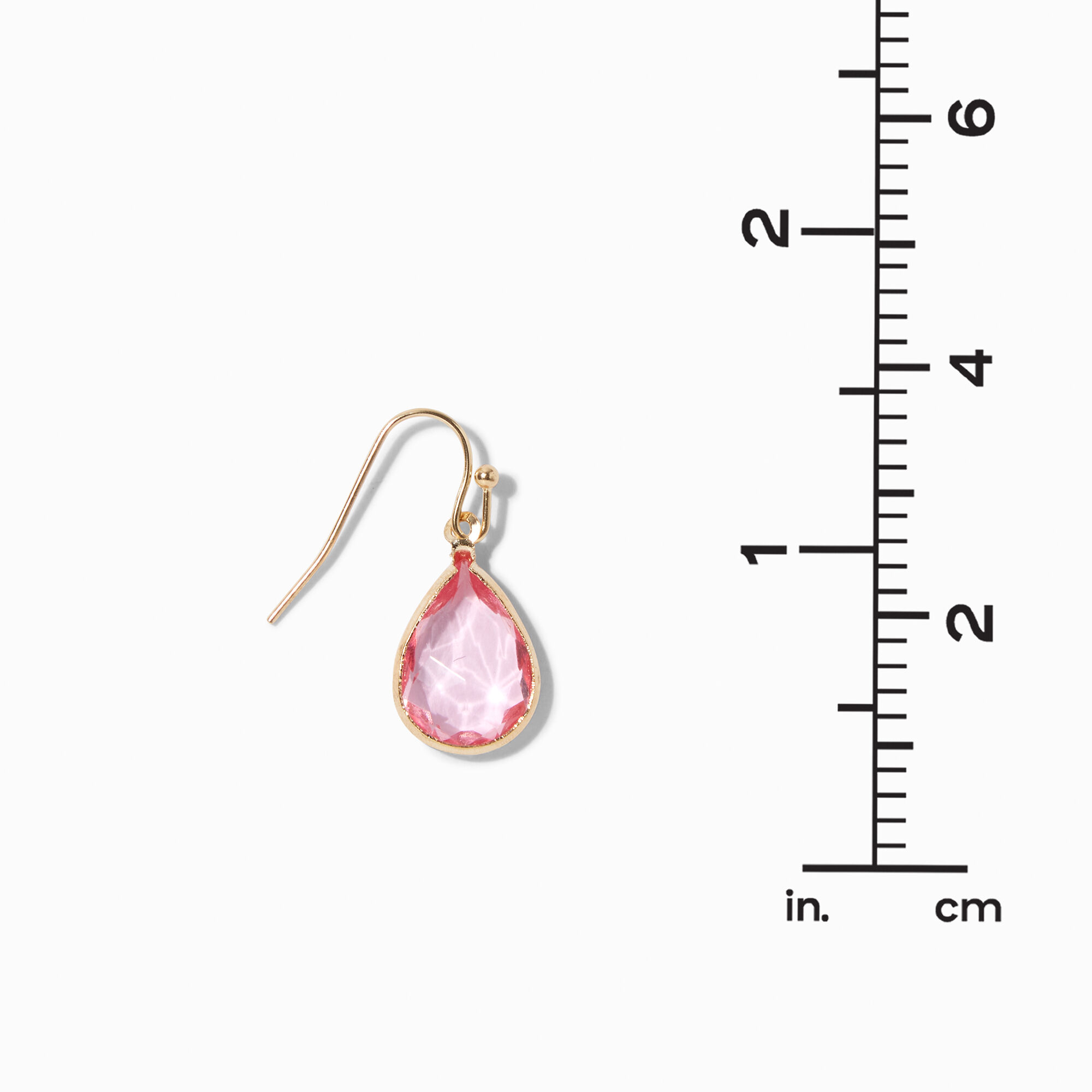 Gold-tone 1" Pink Crystal Pear Drop Earrings,