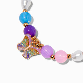 Butterfly Charm Rainbow Beaded Stretch Bracelet,