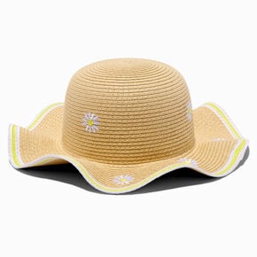 Claire&#39;s Club Floral Floppy Straw Hat,