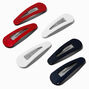 Barrettes clic clac rouges, blanches et bleues - Lot de 6,