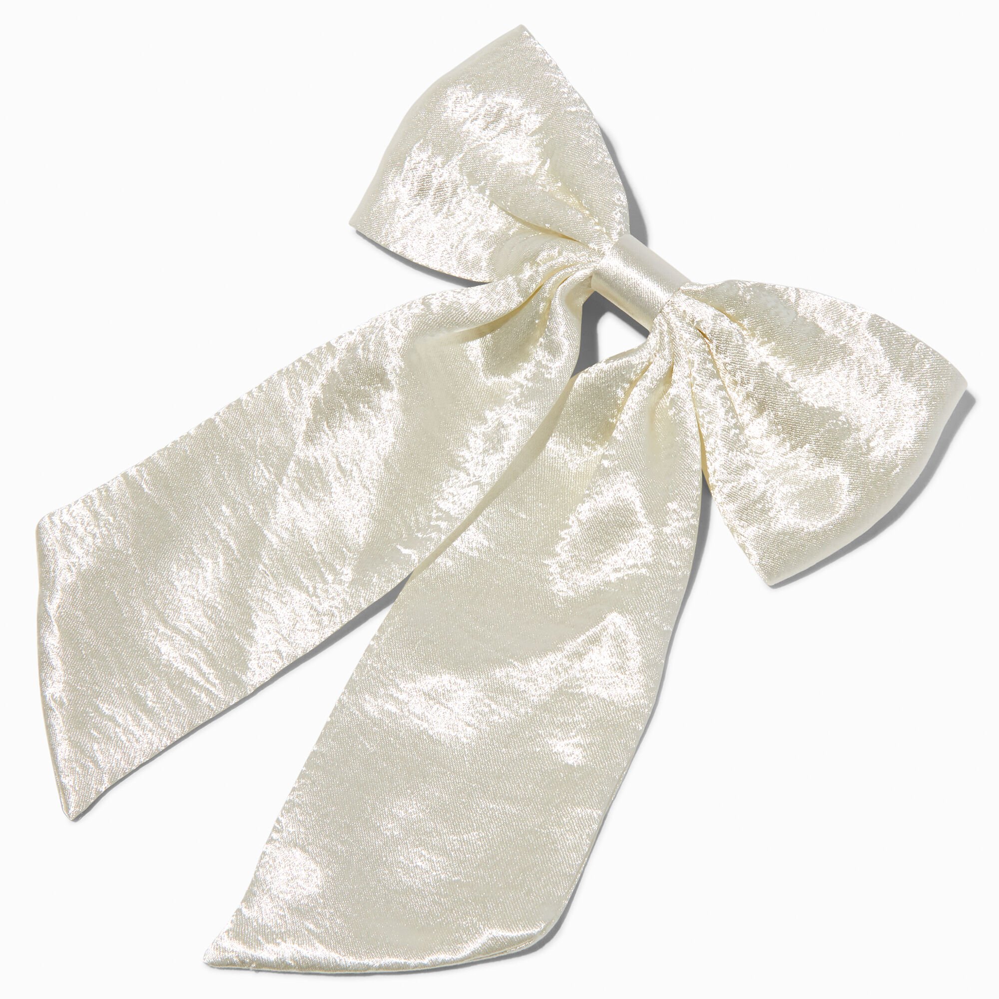 Ivory Shiny Hair Bow Clip,