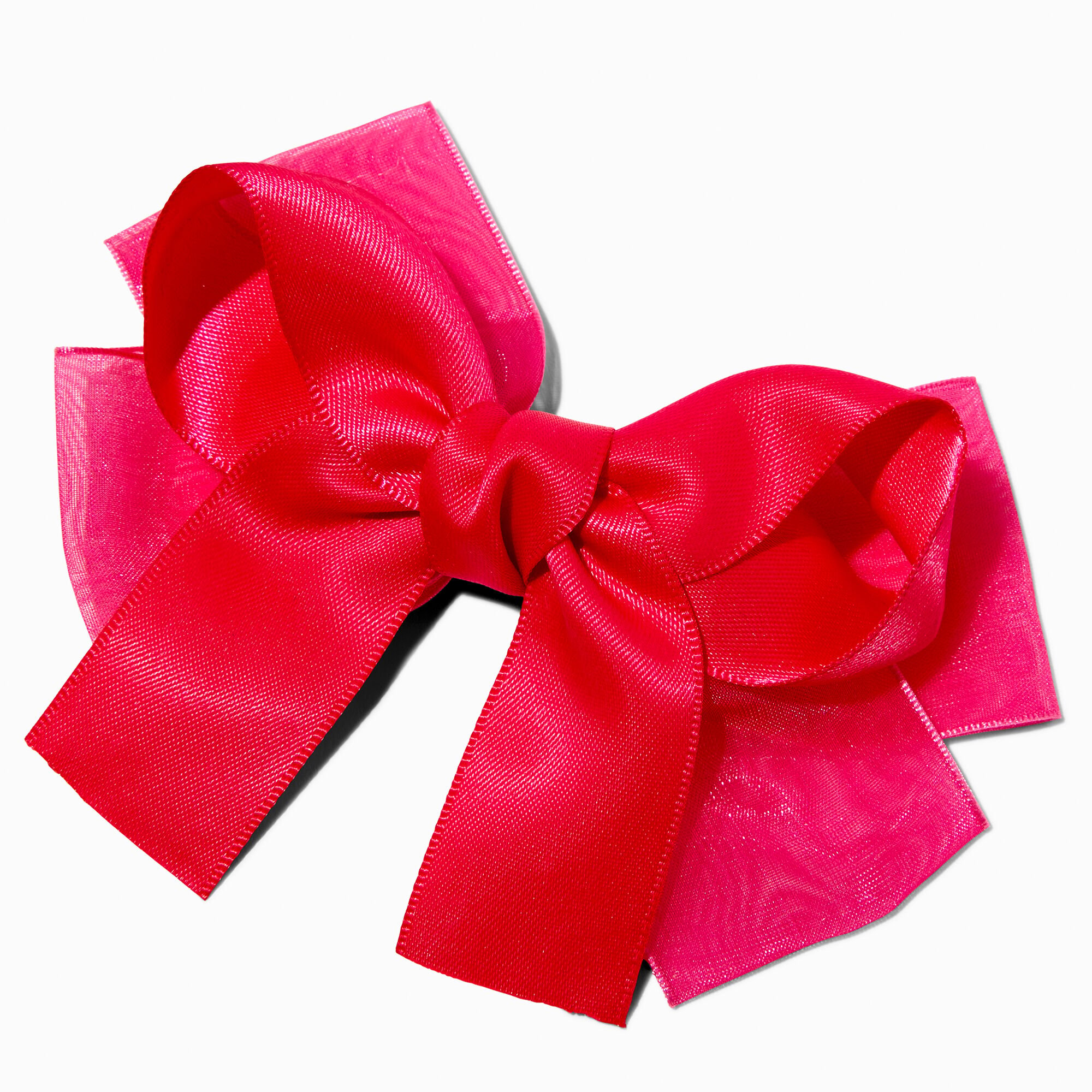 View Claires Club Hot Satin Chiffon Bow Hair Clip Pink information