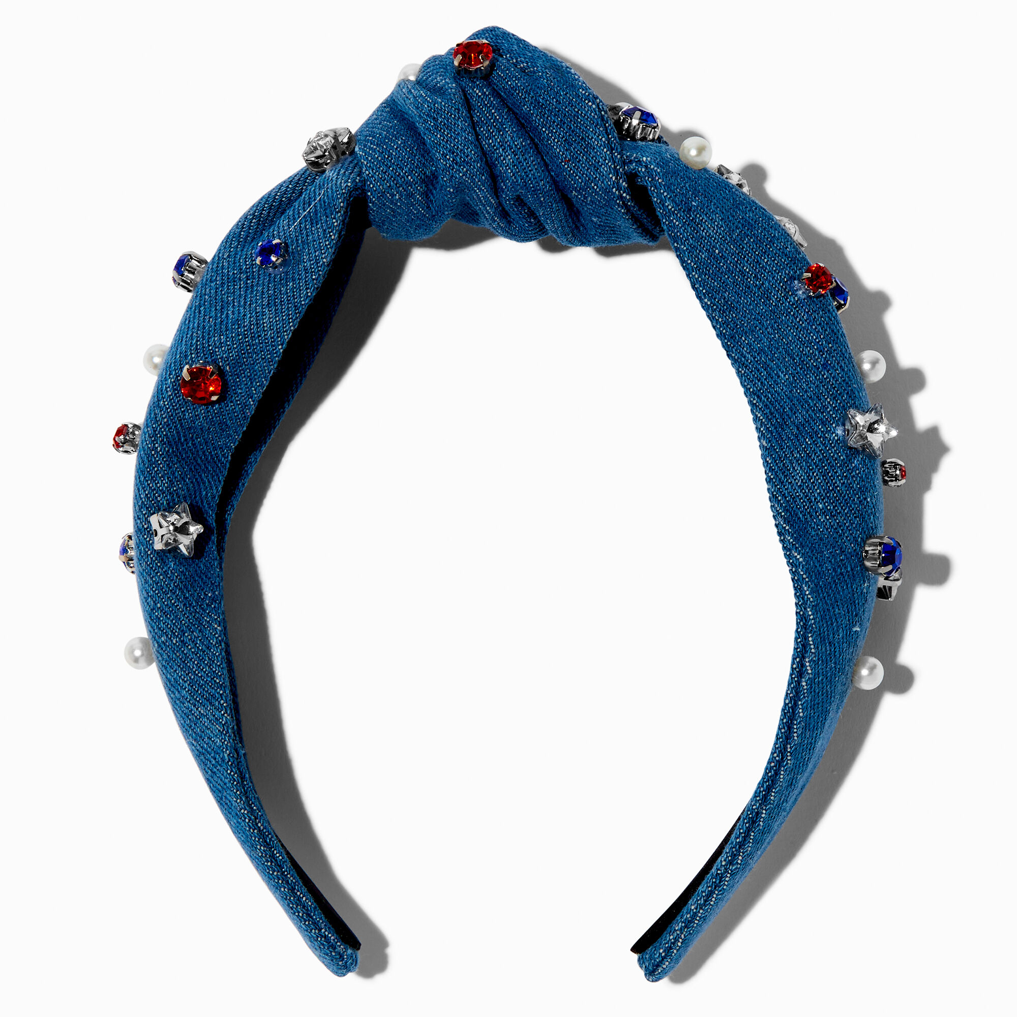 登場! Headband Denim Gemstone Blue & White, Red, | US Claire's ヘアアクセサリー