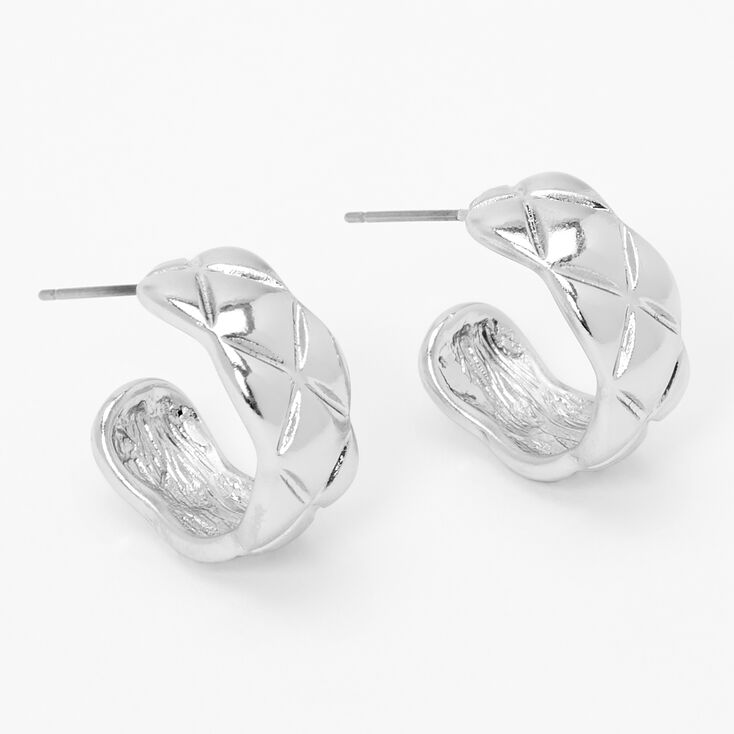 Claire's Créoles matelassées 20 mm couleur argentée