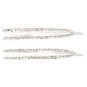 Silver-tone Rhinestone Open Hair Pins - 2 Pack,