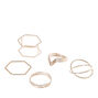 Rose Gold Geometric Rings - 5 Pack,