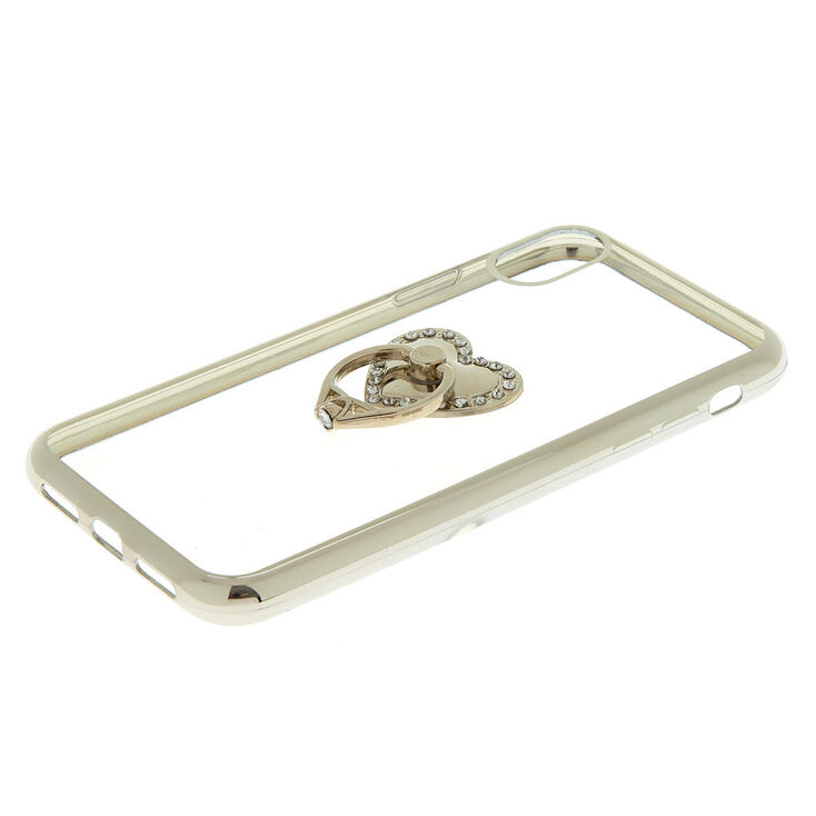Coque de portable avec anneau de support symbole de c&oelig;ur - Compatible avec iPhone XR,