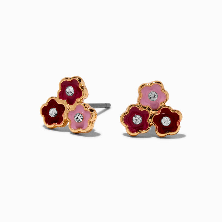 Triple Flower Stud Earrings,