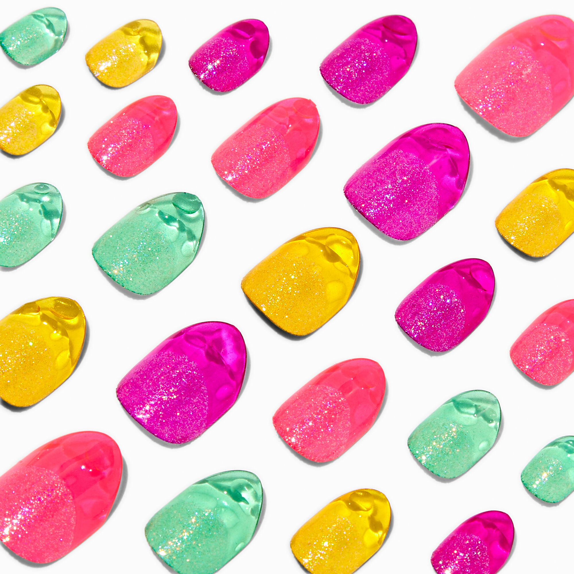 Bubble Rainbow Stiletto Press On Faux Nail Set - 24 Pack,