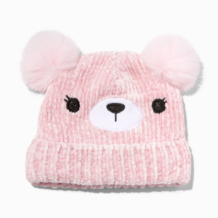 Claire&#39;s Club Bear Pink Beanie Hat,