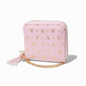 Golden Initial Chain-Strap Wallet - V,