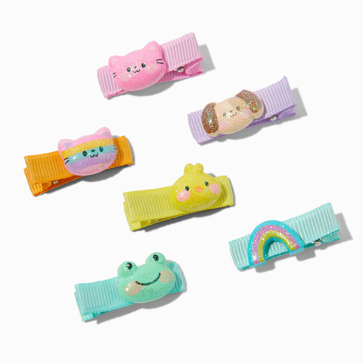 Barrettes petits animaux &agrave; paillettes pastel Claire&#39;s&nbsp;Club - Lot de 6,