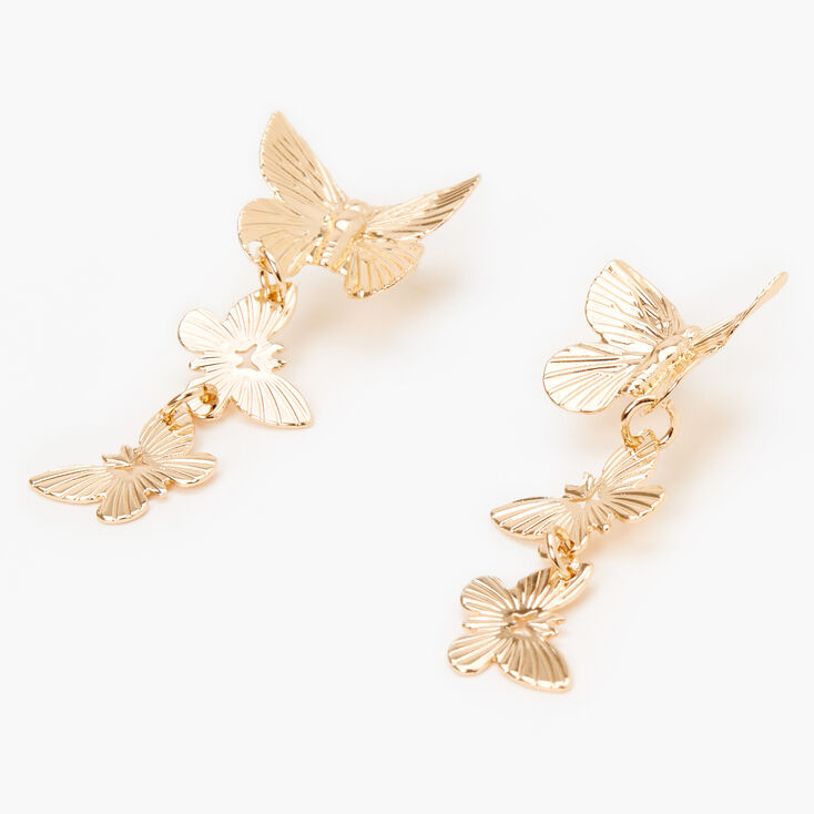 Gold 1.5 Butterfly Drop Earrings