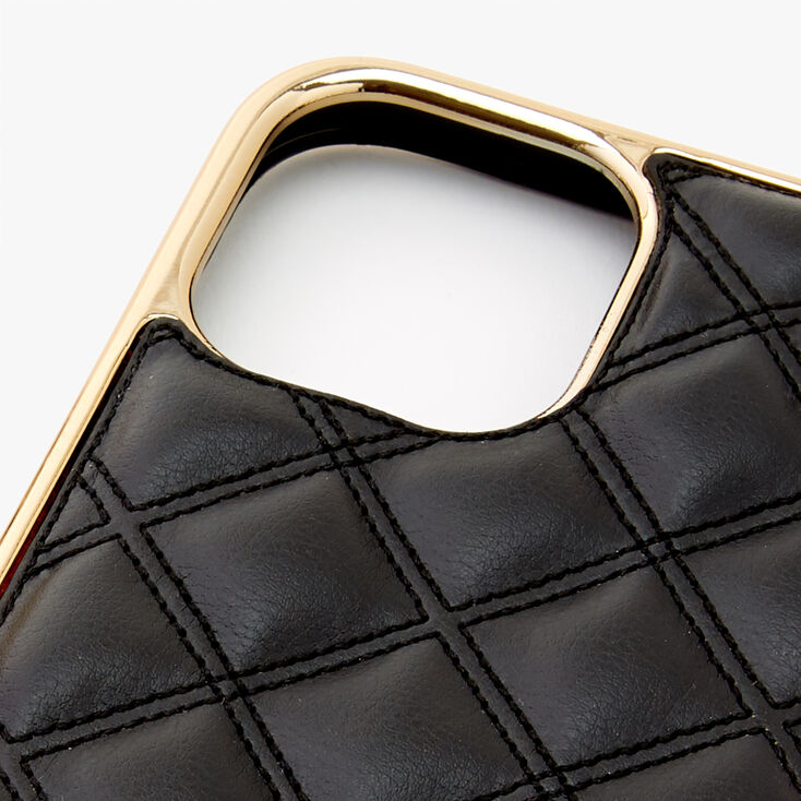 Black Quilted Phone Case With Gold Chain Fits Iphone 12 Pro Max Claire S Us