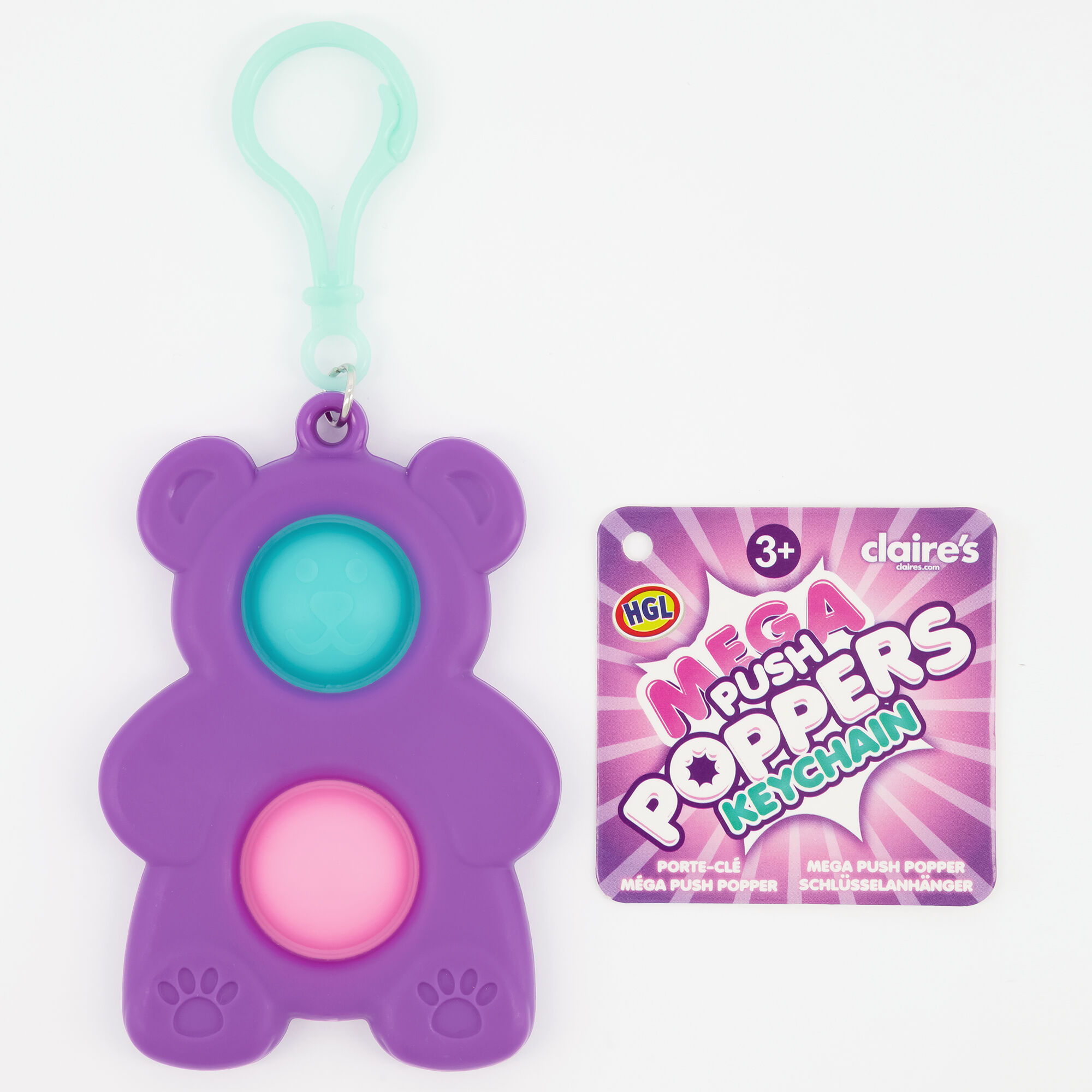 Mega Push Poppers Fidget Toy Keychain – Styles May Vary,