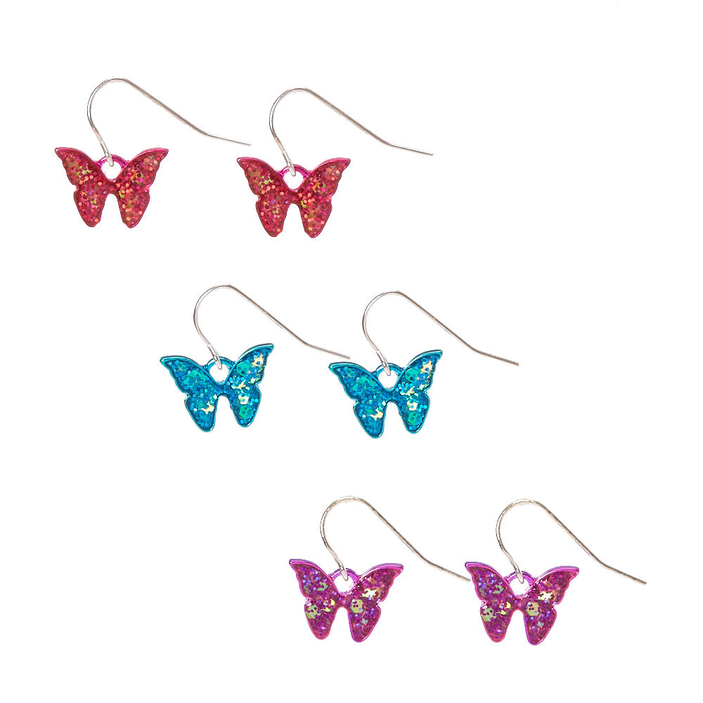 Pendantes papillons pailletés,