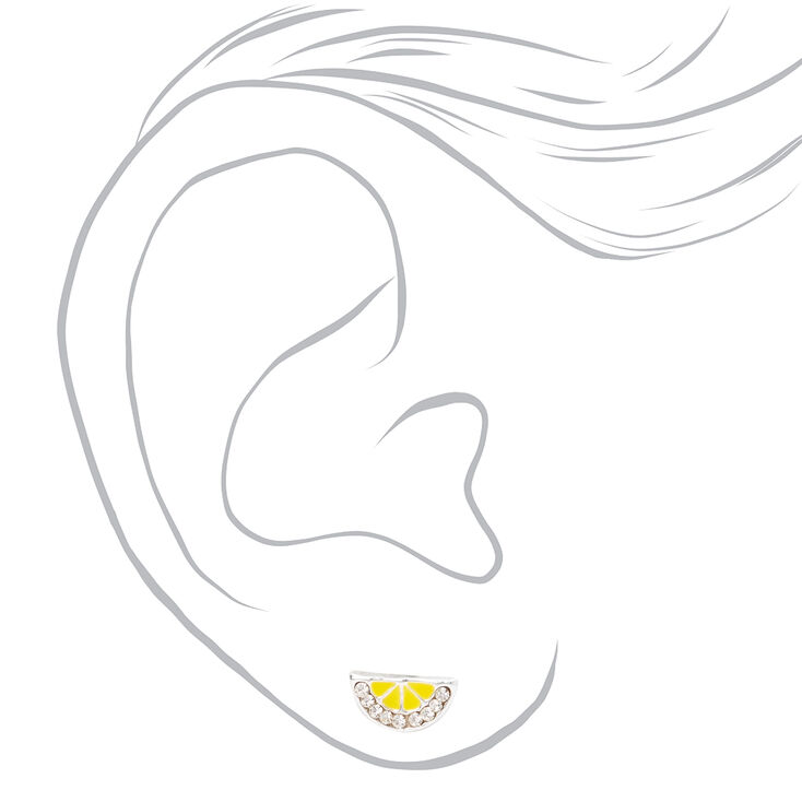 Clous d&rsquo;oreilles quartier de citron en argent,