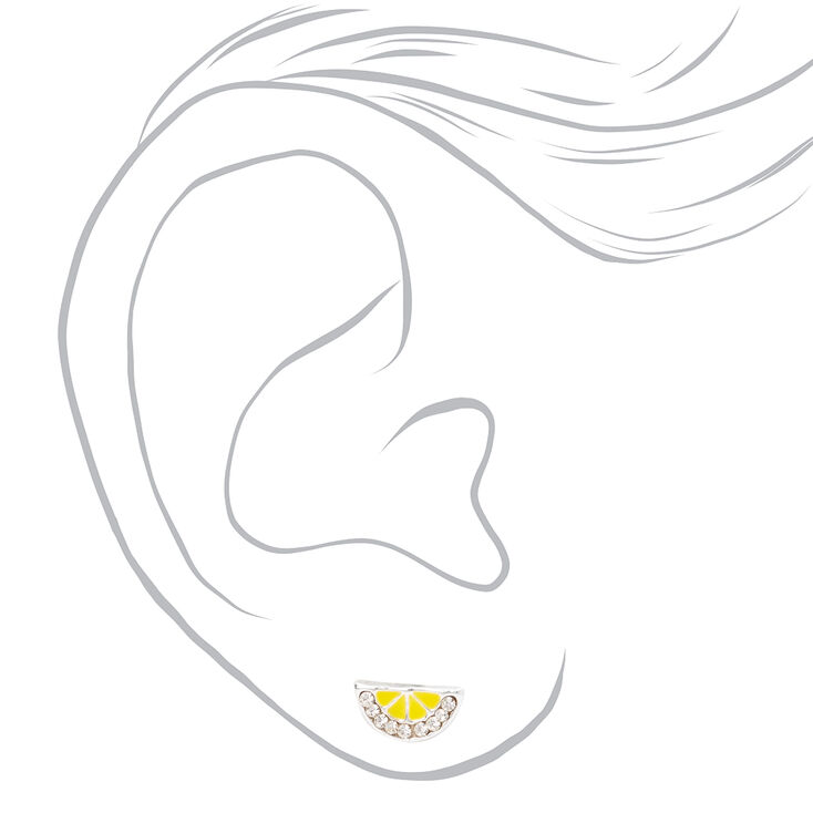 Sterling Silver Lemon Wedge Stud Earrings,